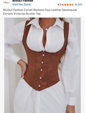 Brown Faux Leather Corset Top